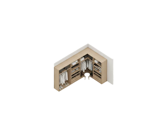L-formad walk-in closet layout