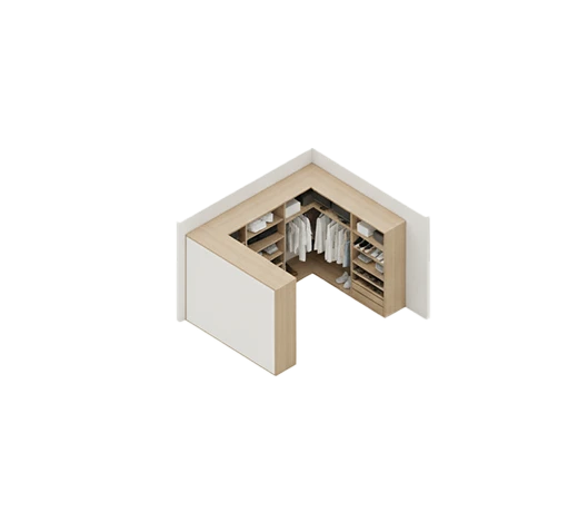 U-formad walk-in closet layout